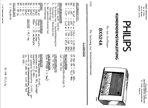 BX524A; Philips; Eindhoven (ID = 1951439) Radio