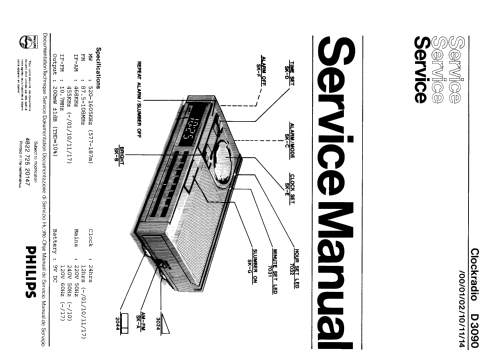 2-Band Clock Radio D-3090 /00; Philips; Eindhoven (ID = 736680) Radio