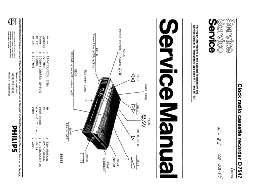 MusiClock 7547 Cassette D7547 /00 /02; Philips; Eindhoven (ID = 736265) Radio