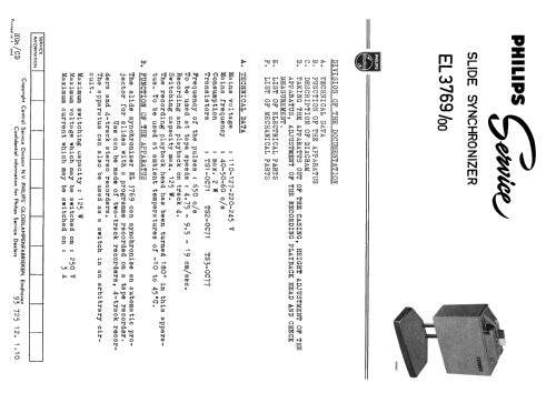 Dia-Steuergerät - Slide Synchronizer EL3769 /00; Philips; Eindhoven (ID = 2431963) Misc