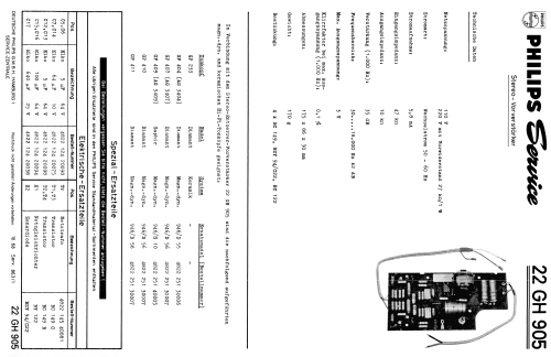 Entzerrer-Vorverstärker 22GH905 /00; Philips; Eindhoven (ID = 1867541) Ampl/Mixer