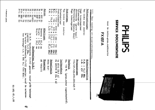 FX651A; Philips; Eindhoven (ID = 48926) Radio