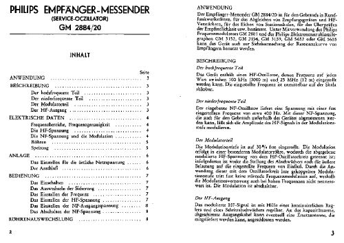 Service Oszillator GM2884/20; Philips Radios - (ID = 295709) Equipment