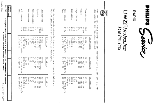 Nanette L1W22T /02G /02L /02X /62G /62L /62X /71G /71L /71X /82; Philips; Eindhoven (ID = 133921) Radio