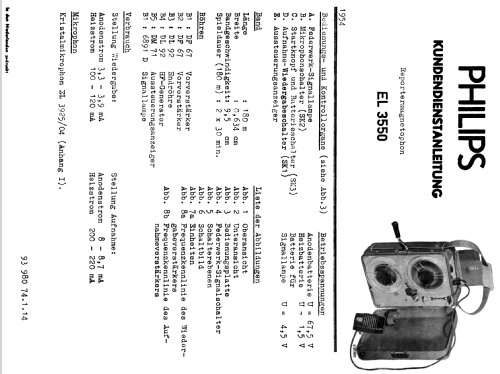 Reportermagnetophon EL3550; Philips; Eindhoven (ID = 1639946) R-Player