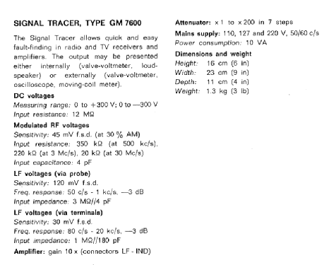 Signal Tracer GM7600; Philips; Eindhoven (ID = 239495) Equipment