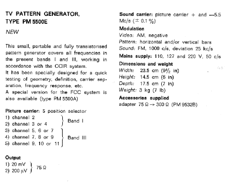 TV Pattern Generator PM5500; Philips; Eindhoven (ID = 240831) Equipment
