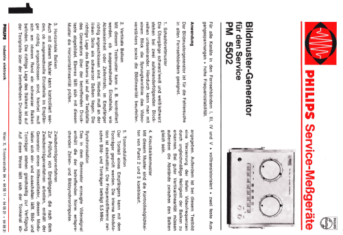 TV Pattern Generator PM 5502; Philips; Eindhoven (ID = 471091) Equipment