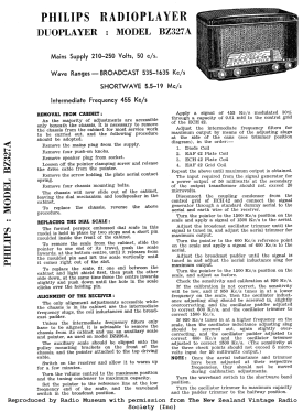BZ327A; Philips Electrical (ID = 2783990) Radio