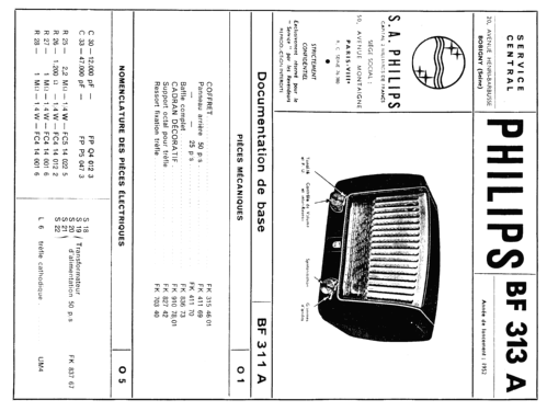 Goélette BF313A , BF313A /25; Philips France; (ID = 1478284) Radio