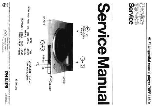 Linear Tracking Turntable FP146 70FP146 /00; Philips France; (ID = 2600308) Ton-Bild