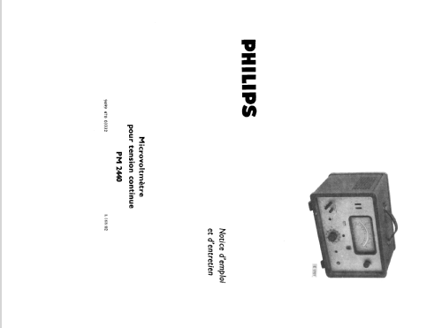 Microvoltmètre pour tension continue PM2440; Philips France; (ID = 1562913) Equipment