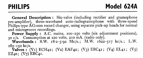 Radiogram 624A; Philips Electrical, (ID = 550463) Radio