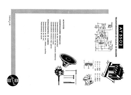 Transformador de salida de imagen - Vertical output transformer AT-3502; Philips Ibérica, (ID = 2252297) Radio part