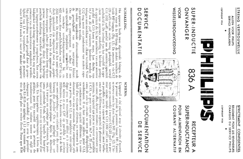 Super inductance 836A; Philips Belgium (ID = 1520244) Radio