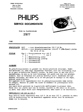 Plattenspieler 2977 /00 /01; Philips; Eindhoven (ID = 2875003) Enrég.-R