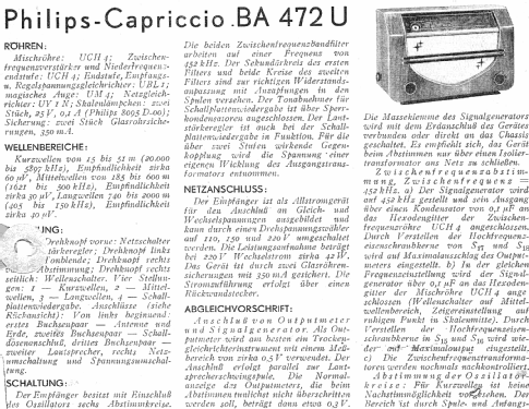 Capriccio BA472U; Philips - Österreich (ID = 832334) Radio