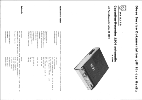 Cassette Recorder N2204 /00 Automatic; Philips - Österreich (ID = 426680) Ton-Bild