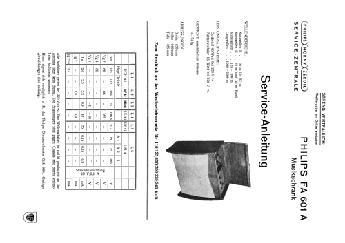 Musikschrank FA601A, FA601A-CH; Philips - Österreich (ID = 774478) Radio