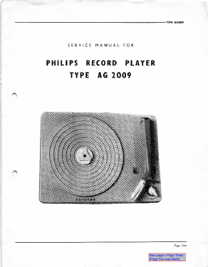 Plattenspieler-Chassis AG2009 /95; Philips - Österreich (ID = 2738183) R-Player