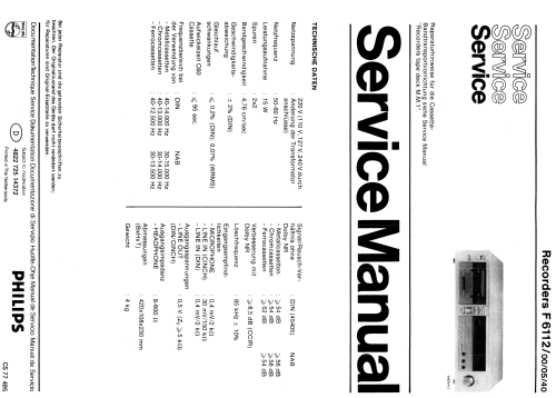 Stereo Cassette Deck F-6112 /00 /05 /40; Philips - Österreich (ID = 2052299) Enrég.-R