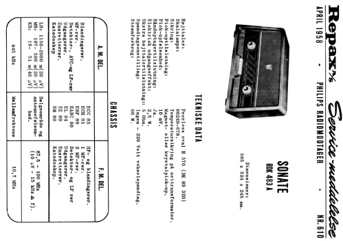 Sonate BDK483A; Philips Radio A/S; K (ID = 1552833) Radio