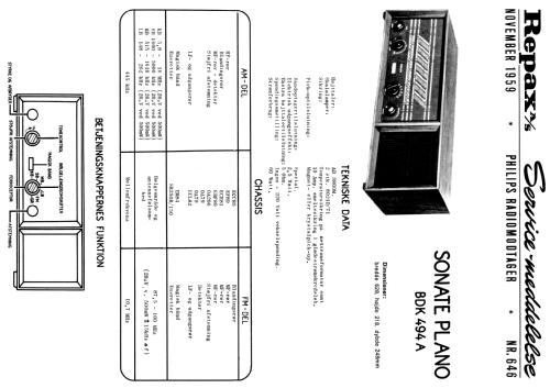 Sonate Plano BDK494A; Philips Radio A/S; K (ID = 1552892) Radio