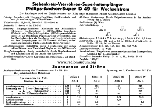 Aachen Super D49A; Philips Radios - (ID = 40390) Radio