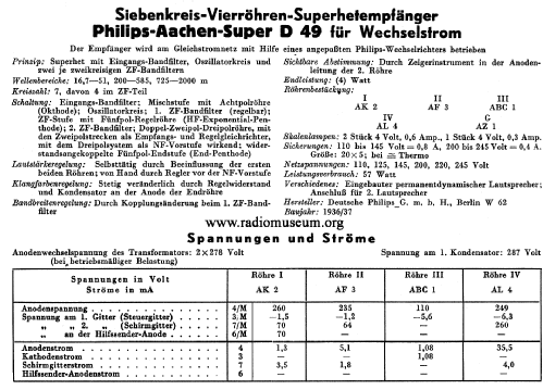 Aachen Super D49AU; Philips Radios - (ID = 40385) Radio
