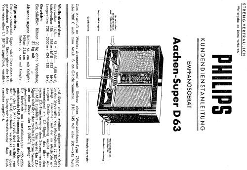 Aachen-Super D63; Philips Radios - (ID = 677728) Radio