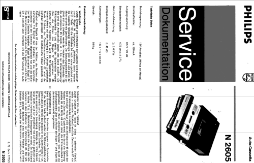 Auto-Cassetta N2605 /00; Philips; Eindhoven (ID = 660603) R-Player