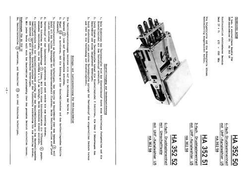 Drucktasteneinheit -4 fach - HA 352 52 mit UHF Kanalwähler HA 362 58 und Umschalttaste; Philips Radios - (ID = 1895691) mod-past25