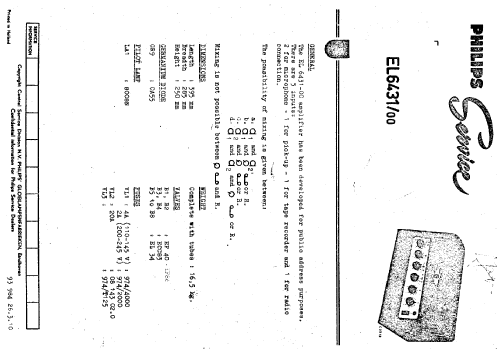 120W-Mischverstärker EL6431; Philips Radios - (ID = 88673) Ampl/Mixer