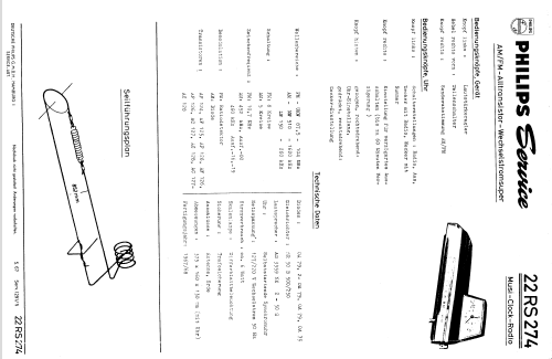 Musi-Clock-Radio 22RS274 /19B /19R; Philips Radios - (ID = 278612) Radio