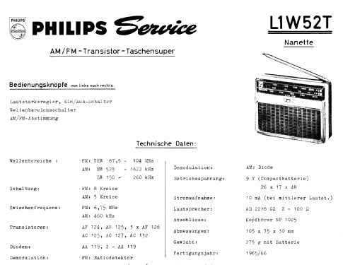 Nanette L1W52T; Philips Radios - (ID = 65940) Radio