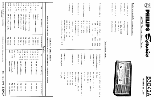 Philetta de Luxe B3D42A; Philips Radios - (ID = 387692) Radio