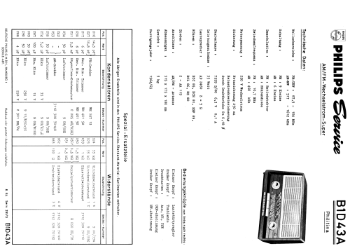 Philitina B1D43A; Philips Radios - (ID = 1854144) Radio