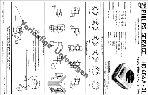 Radio-Phono-Koffer 464 HD464A; Philips Radios - (ID = 2064316) Radio