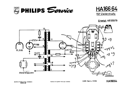 Zeilentrafo 110º HA 166 64; Philips Radios - (ID = 1871419) Radio part