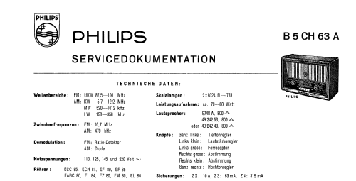 B5CH63A; Philips - Schweiz (ID = 2849805) Radio