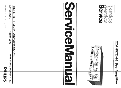 High Fidelity Laboratories Pre-Amplifier 572 22AH572 /00 /44; Philips USA (ID = 2669691) Ampl/Mixer