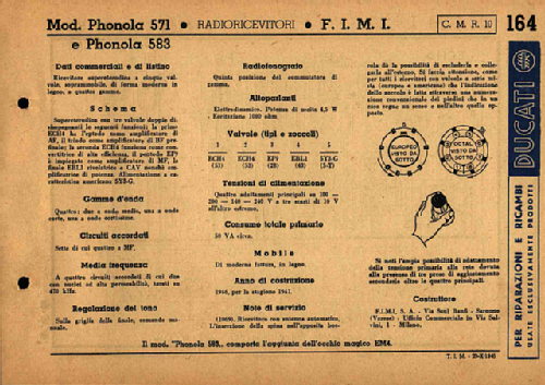 571; Phonola SA, FIMI; (ID = 1416233) Radio