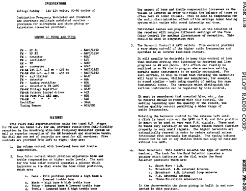 FM-200 ; Pilot Electric Mfg. (ID = 604863) Radio