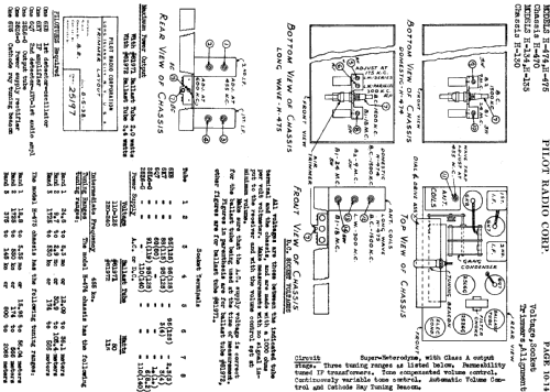 H-475 Ch= H-470; Pilot Electric Mfg. (ID = 601334) Radio