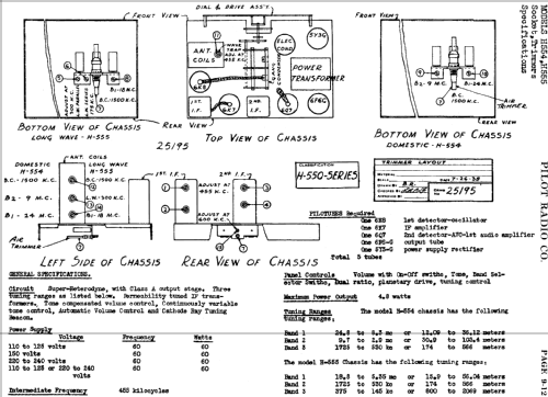 H-555 ; Pilot Electric Mfg. (ID = 600534) Radio