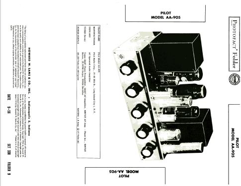Pilotone Amplifier AA-905; Pilot Electric Mfg. (ID = 1874313) Ampl/Mixer