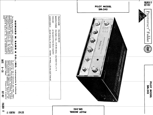 Stereophonic Amplifier SM-245; Pilot Electric Mfg. (ID = 597210) Ampl/Mixer