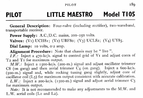 Little Maestro T105; Pilot Radio Ltd.; (ID = 563009) Radio