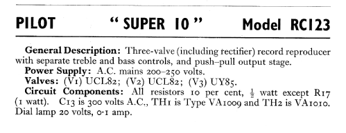 Super 10 RC123; Pilot Radio Ltd.; (ID = 586021) R-Player