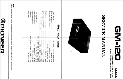 Component Car Stereo Stereo Main Amplifier GM-120; Pioneer Corporation; (ID = 658115) Ampl/Mixer